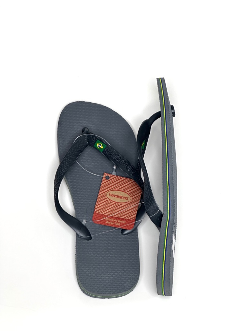 Havaianas Brazil Logo Flip-Flop Sandals Gray Mens Size 8, Euro 41/42 Womens 9/10 - Picture 3 of 5